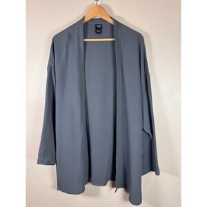 Eileen Fisher Womens 100% Silk Kimono Cardigan Open Front Gray Lagenlook Minimal